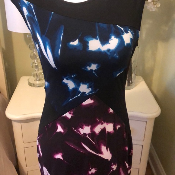 BCBGMaxAzaria Daphney Dress Blue Black Purple Sz S - Picture 3 of 10